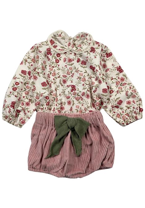 Pink cotton baby girl set LA STUPENDERIA | TBCT06V84/SUROSA